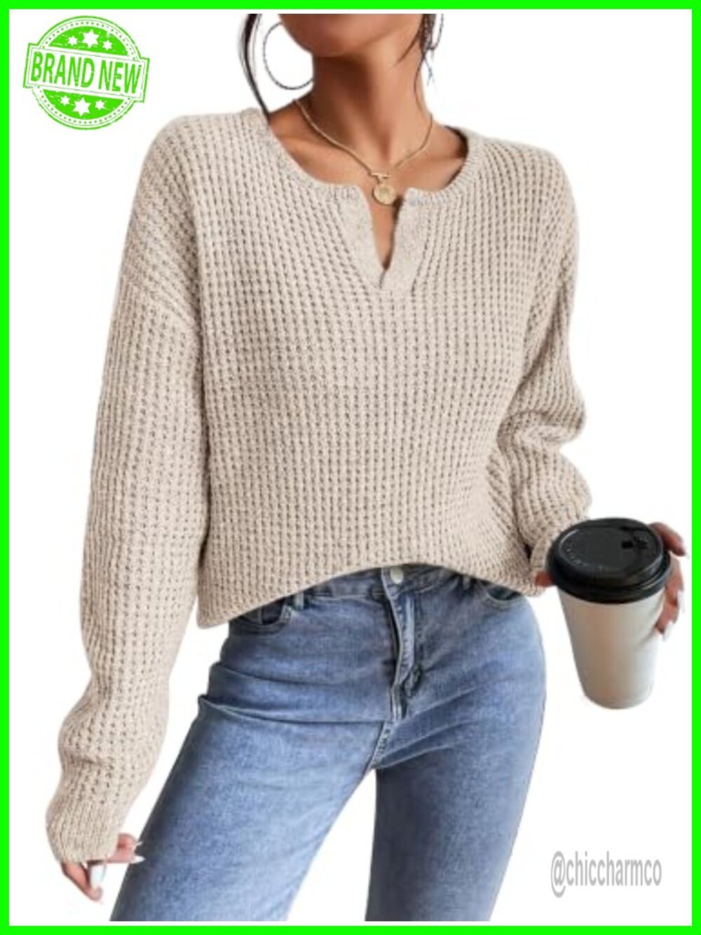 V Neck Long Sleeve Pullover Sweater Lightweight Casual Fall Tunic Top